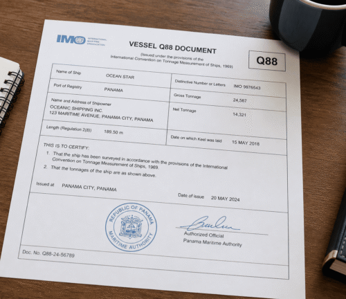 Vessel Q88 document on desk